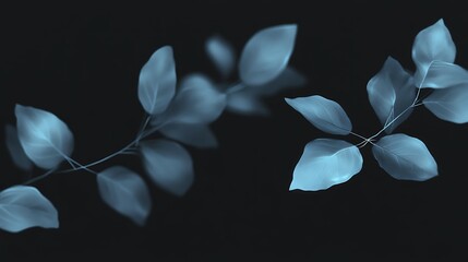 Fototapeta premium A beautiful arrangement of blue leaves on a dark background