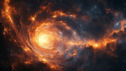 Fototapeta premium Fiery cosmic swirl, nebula, galaxy, space, spiral.