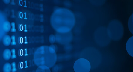 Binary Code Data Stream on Blue Background
