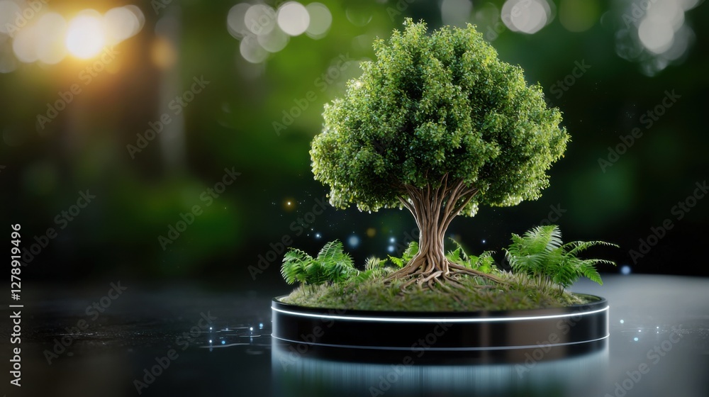 Poster a digital tree representing growth and progress, its branches and leaves expanding with each complet