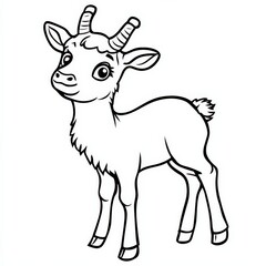 Cute Baby Goat Illustration for Coloring Book