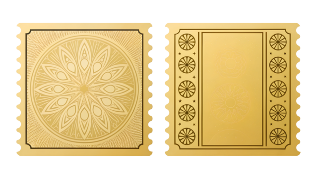 Two Different Gold Tickets on Transparent Background, Luxury Travel, Elegant Design