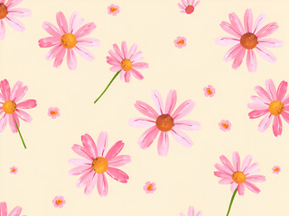 Obraz premium Elegant Pink Daisy on Pastel Cream Background