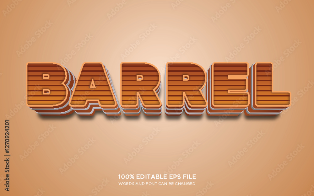 Poster barrel 3d editable text style effect