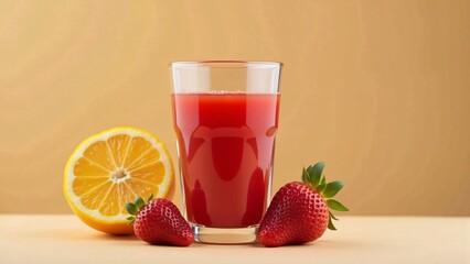 Refreshing Strawberry and Orange Juice in a Glass
