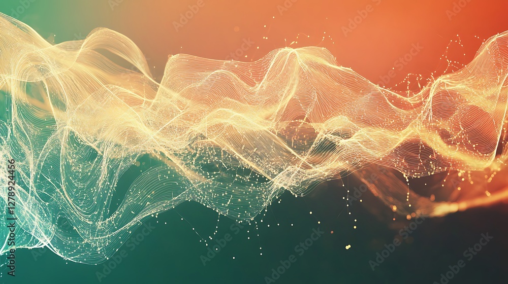 Poster a wavy abstract pattern with dynamic forms in warm colors