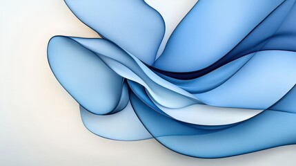 Elegant Flowing Blue Waves with Soft Curves and Delicate Textures on a Light Background