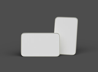 3d rendered image of a narrow rectangular food foil tray isolated on a dark background