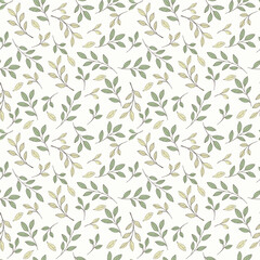 tiny sage leaves pattern, cream background
