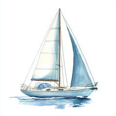 Isolated watercolor sailboat design for artistic purposes.