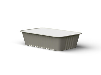 3d rendered image of a narrow rectangular food foil tray isolated on a transparent background