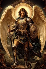 Artistic representation of St. Michael, embodying strength and defense.