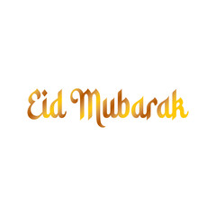 Eid Mubarak writing on white background. white background vector illustration.
