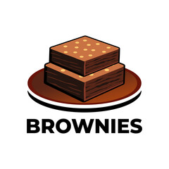 Brownies logo vector illustration template in plate