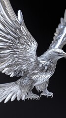 Fototapeta premium A Silver Eagle in Flight Wings Spread Wide