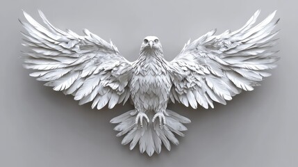 Fototapeta premium White Eagle Sculpture Wings Spread Wide