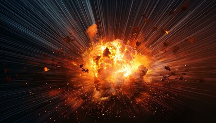 abstract image of explosion, illustration background, dark matter, the explosion effect.