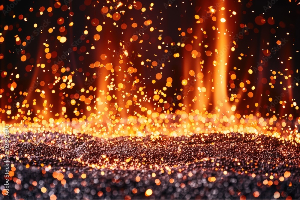Poster a large amount of sparks and fire, creating a dramatic and intense atmosphere
