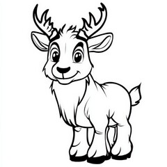 Naklejka premium Cute Cartoon Goat Illustration for Children Books