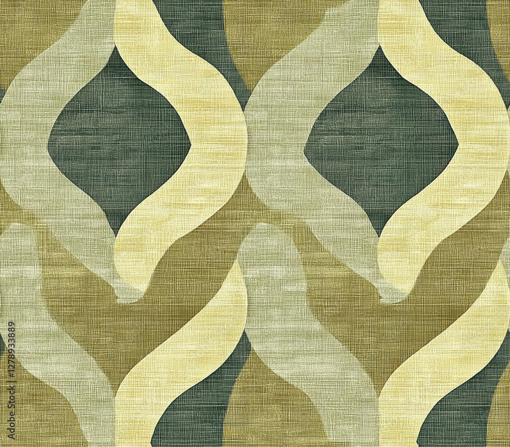 Poster subtle muted tones of taupe, dusty blue, and olive create unique pattern, seamless pattern style.