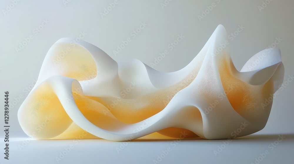 Fototapete abstract 3d rendered cream-colored smooth shape with curving design