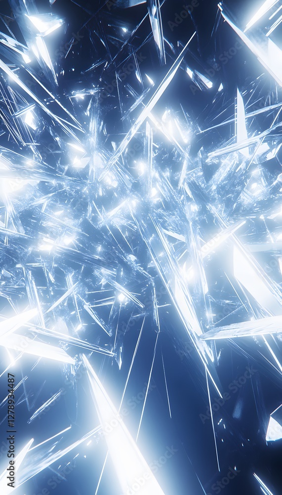 Poster abstract crystalline structures create a futuristic and reflective environment