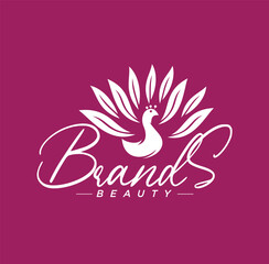 Beautiful Peacock Logo Decorated Flat Design Vector 