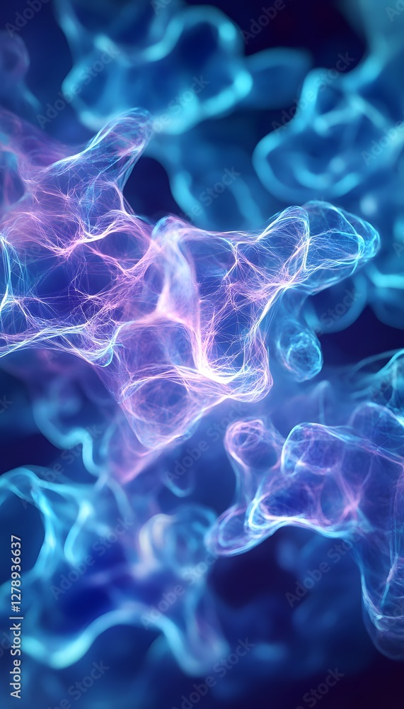 Poster abstract representation of cellular life and energy flow depicted digitally