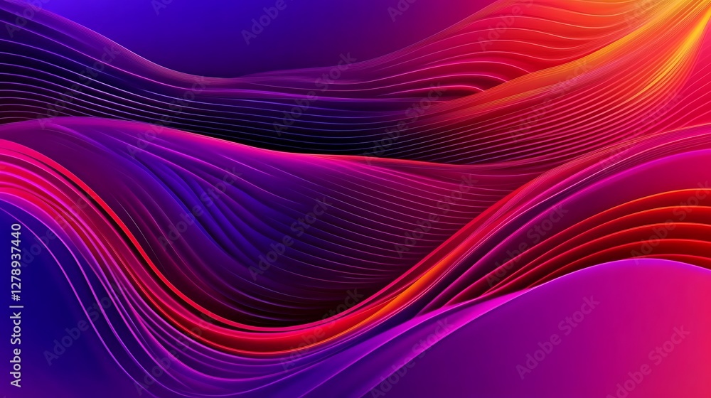 Poster abstract curving lines displayed in beautiful color gradations