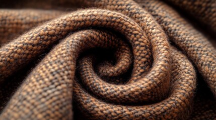 Obraz premium Close-up of Brown Knit Fabric Swirled Texture