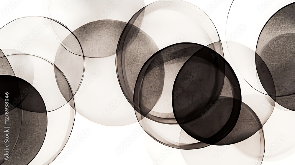 Poster abstract illustration featuring overlapping circles of various tones
