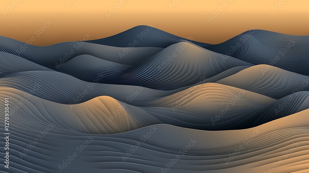Poster this image represents stylized undulating waves and textures in the landscape