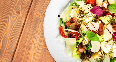 Vegan tasty vegetable Salad with greens