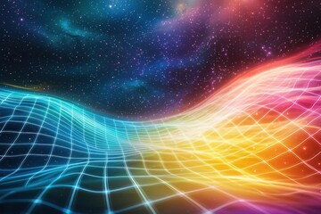 Obraz premium A vibrant 3D grid representation of spacetime