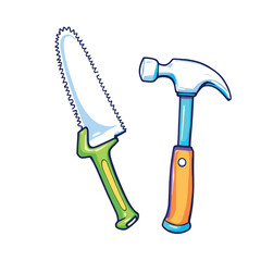 Vsai hammer and saw representing construction and carpentry