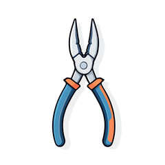 Vsai cartoon pliers with blue and orange handles on white background