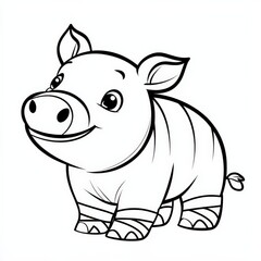 Naklejka premium Cute Cartoon Pig Illustration for Kids Coloring Pages