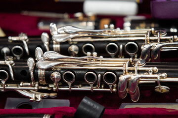 Close-up of a fragment of clarinets