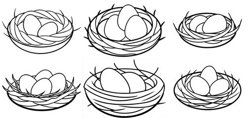Nest Outline Coloring Page Printable Line Art Drawing