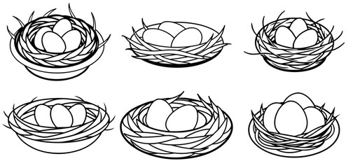 Nest Outline Coloring Page Printable Line Art Drawing