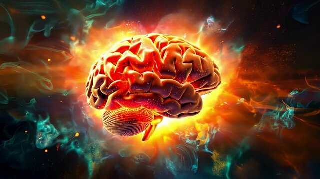 Creativity concept with a brain exploding in colors. Mind blown concept