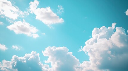 Blue sky with white clouds and sun rays