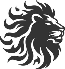 A lion with flames in its mane vector animal silhouette