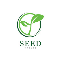 Sprout Plant Leaves Eco Farm Logo Design Vector