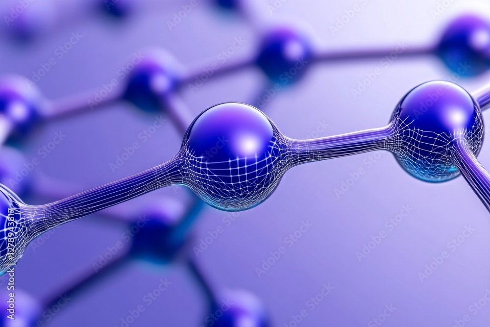 Aufkleber Abstract connected dots and lines on blue background Communication and technology network concept with moving lines and dots
