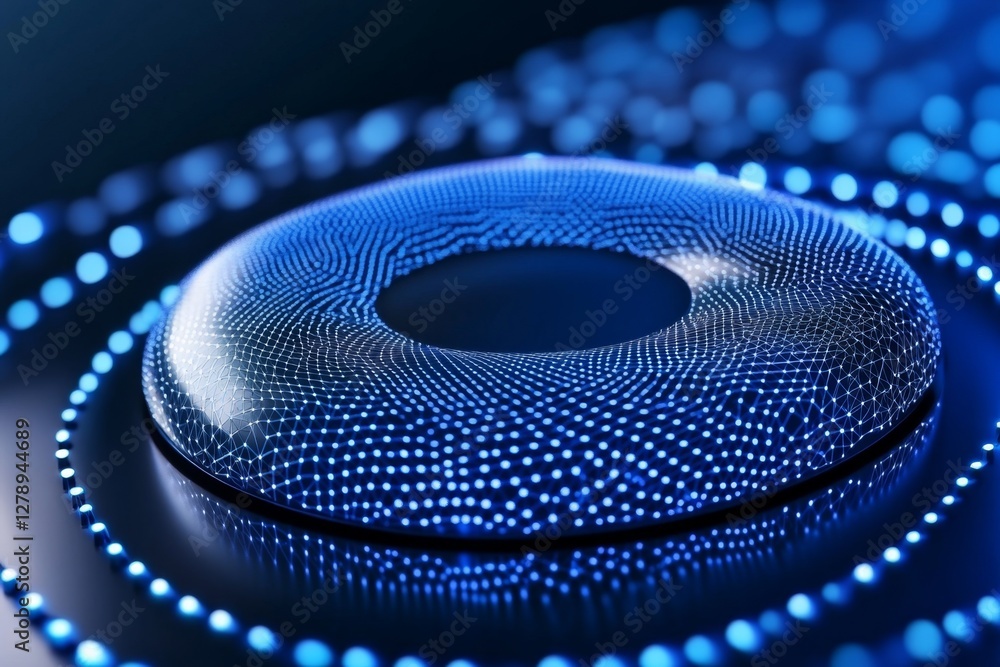 Poster abstract futuristic - technology with polygonal shapes on dark blue background design digital techno
