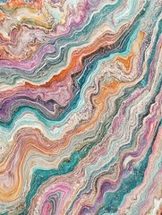 A colorful abstract painting with a wave pattern