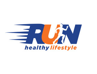 Run Walk Logo Design Vector Template