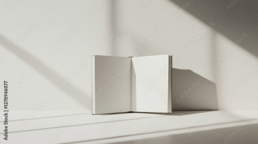 Poster A minimalistic 3D book with clean lines and a monochromatic color scheme 