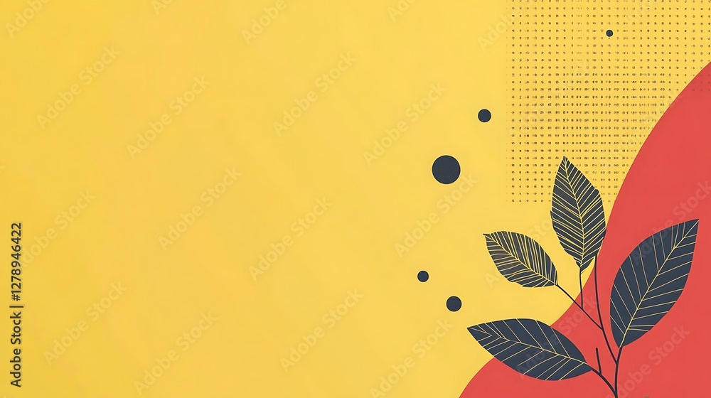 Poster abstract design of leaves with dots and colorful background